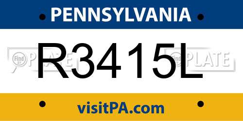 R3415L Pennsylvania License Plate