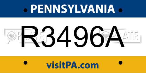R3496A Pennsylvania License Plate