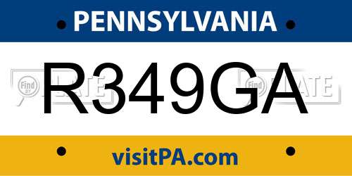 R349GA Pennsylvania License Plate