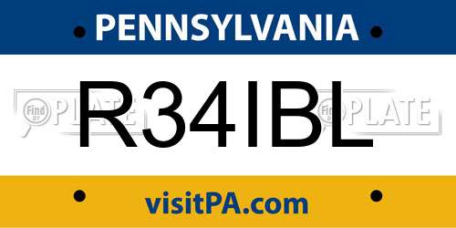 R34IBL Pennsylvania License Plate