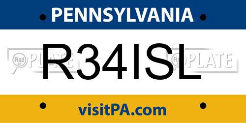 R34ISL Pennsylvania License Plate