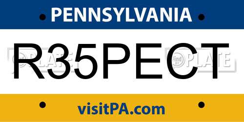 R35PECT Pennsylvania License Plate