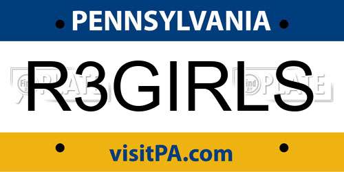R3GIRLS Pennsylvania License Plate
