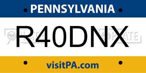 R40DNX Pennsylvania License Plate