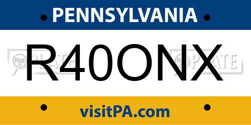 R40ONX Pennsylvania License Plate