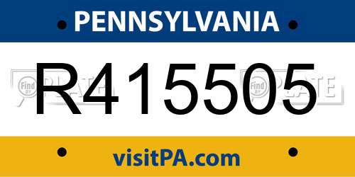 R415505 Pennsylvania License Plate