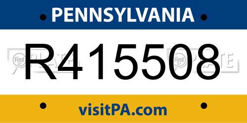 R415508 Pennsylvania License Plate