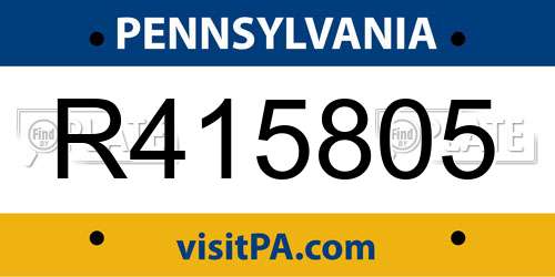 R415805 Pennsylvania License Plate