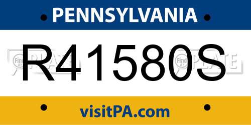 R41580S Pennsylvania License Plate