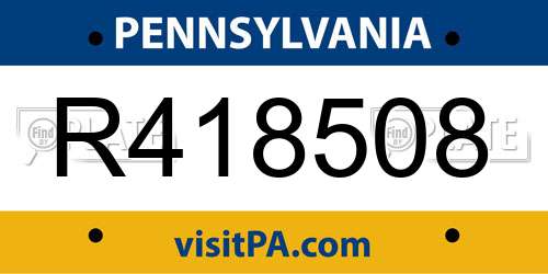 R418508 Pennsylvania License Plate