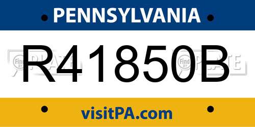 R41850B Pennsylvania License Plate