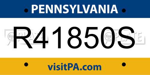 R41850S Pennsylvania License Plate