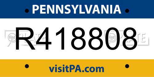 R418808 Pennsylvania License Plate