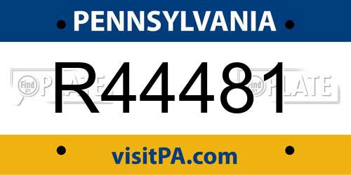 R44481 Pennsylvania License Plate