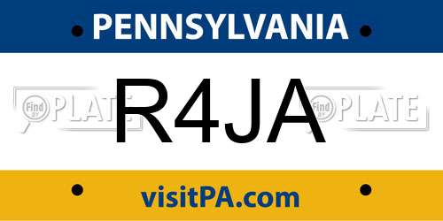 R4JA Pennsylvania License Plate