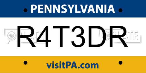 R4T3DR Pennsylvania License Plate