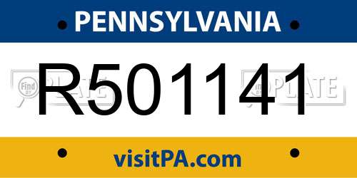 R501141 Pennsylvania License Plate