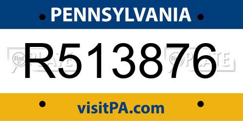 R513876 Pennsylvania License Plate