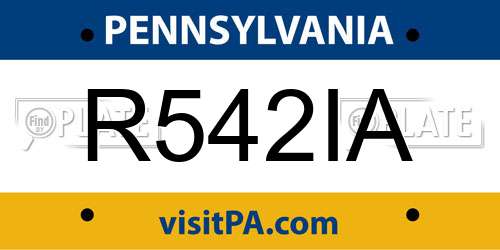 R542IA Pennsylvania License Plate