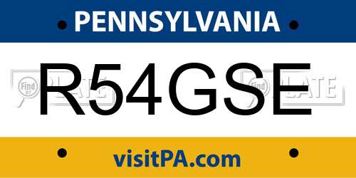 R54GSE Pennsylvania License Plate