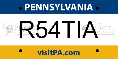 R54TIA Pennsylvania License Plate