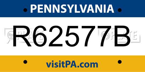 R62577B Pennsylvania License Plate