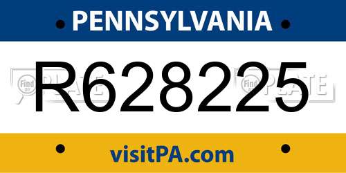 R628225 Pennsylvania License Plate