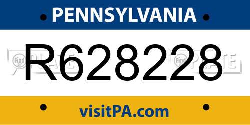 R628228 Pennsylvania License Plate