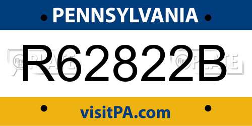 R62822B Pennsylvania License Plate