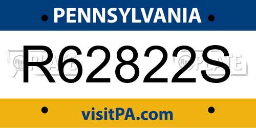R62822S Pennsylvania License Plate
