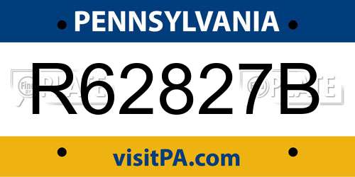 R62827B Pennsylvania License Plate