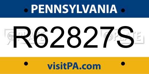 R62827S Pennsylvania License Plate