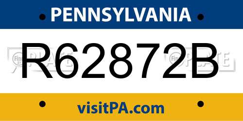 R62872B Pennsylvania License Plate