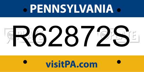 R62872S Pennsylvania License Plate