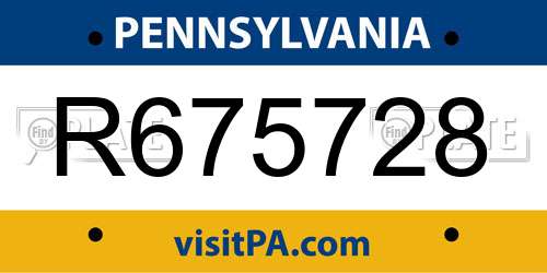 R675728 Pennsylvania License Plate
