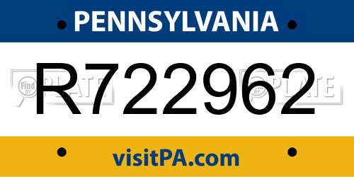 R722962 Pennsylvania License Plate