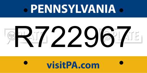R722967 Pennsylvania License Plate
