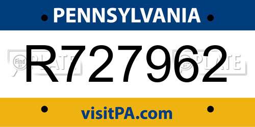 R727962 Pennsylvania License Plate