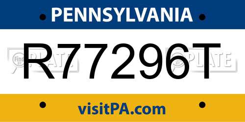 R77296T Pennsylvania License Plate
