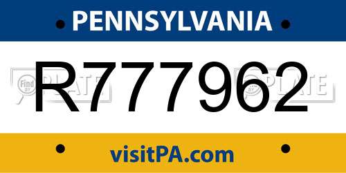 R777962 Pennsylvania License Plate