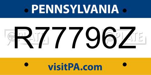 R77796Z Pennsylvania License Plate