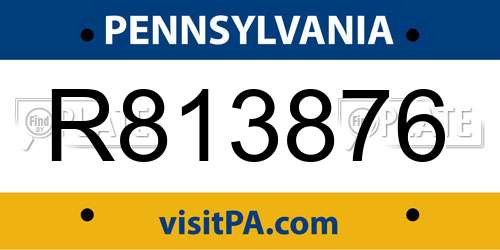 R813876 Pennsylvania License Plate