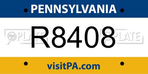 R8408 Pennsylvania License Plate