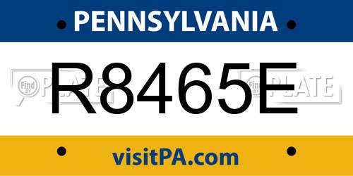 R8465E Pennsylvania License Plate
