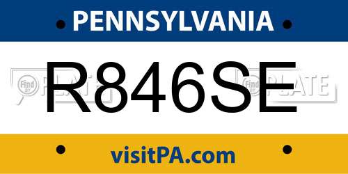 R846SE Pennsylvania License Plate