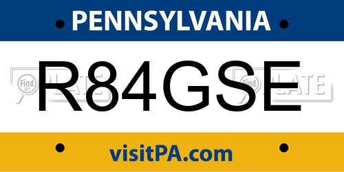 R84GSE Pennsylvania License Plate