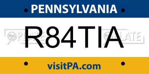 R84TIA Pennsylvania License Plate