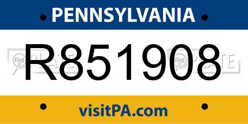 R851908 Pennsylvania License Plate