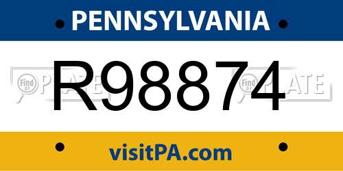 R98874 Pennsylvania License Plate