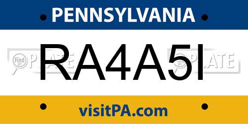 RA4A5I Pennsylvania License Plate